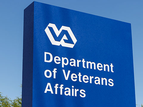 Veterans Affairs signage and logo.