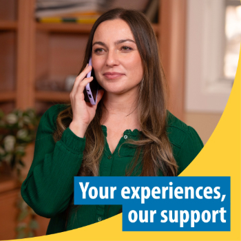 A woman Veteran. Text reads: Your experiences, our support.